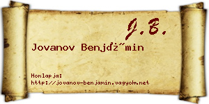 Jovanov Benjámin névjegykártya
